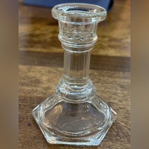 VINTAGE CLEAR 4" TALL GLASS CANDLE HOLDER
